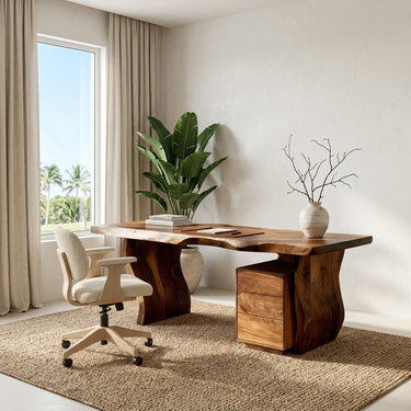 Modern Curved Wooden Desk For Elegant Home Office