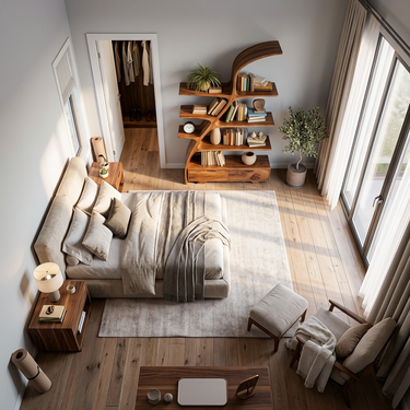 Modern Wooden Bookshelf For Living Area