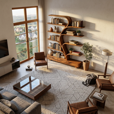 Organic Natural Wood Bookshelf Branch Shape For Home Decor