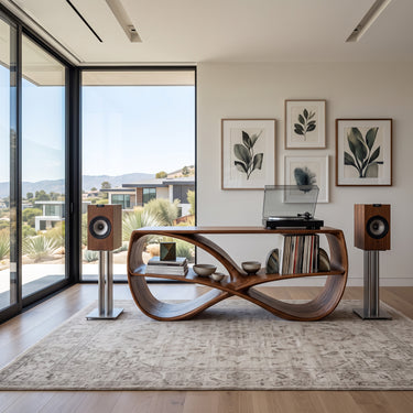 Modern Sculptural Wooden Record Player Console For Living Room