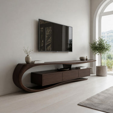 Minimalist Curved TV Console For Living Room