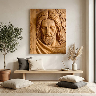Handcrafted Wooden Religious Relief Wall Art For Living Room