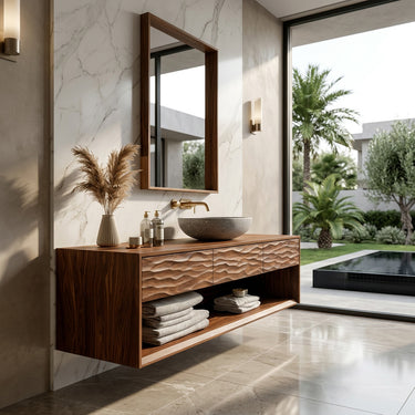 Contemporary Floating Bathroom Vanity With Textured Front For Bathroom