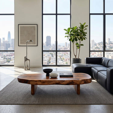 Rustic Coffee Table With Live Edge For Living Room