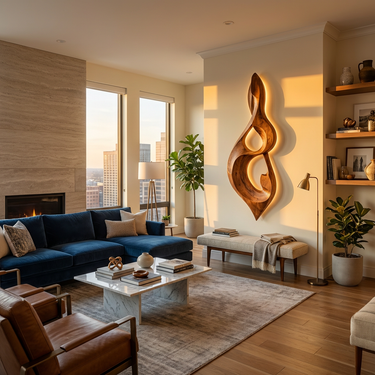 Modern Wood Wall Art Musical Note Form For Living Room