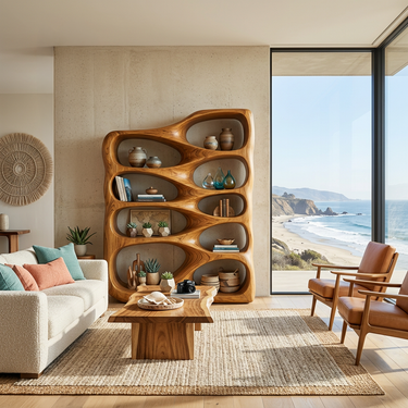 Artistic Sculptural Wooden Bookshelf For Home Storage
