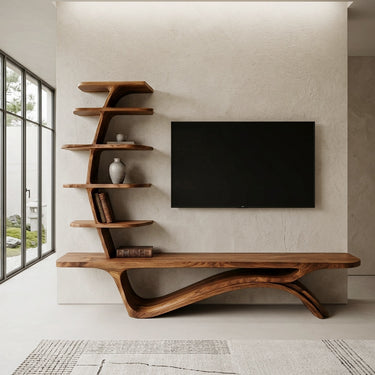 Contemporary TV Stand With Sculptural Storage For Living Room