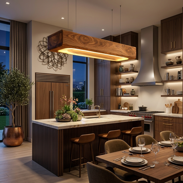 Organic Sculptural Wooden Pendant Light For Dining Room
