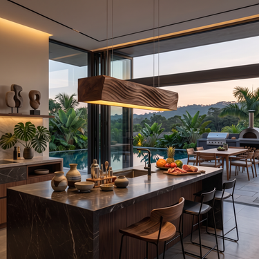 Artistic Wooden Pendant Light For Dining Room