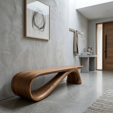 Minimalist Wooden Bench For Living Room Accent Decor