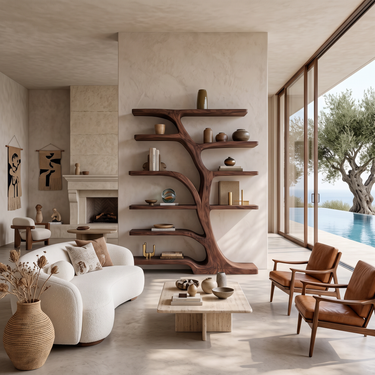 Modern Bookshelf Flowing Curved Design For Living Decor
