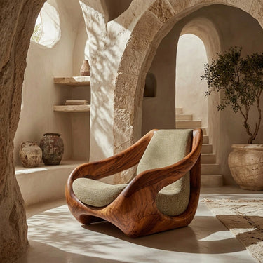 Sculptural Natural Wood Chair For Artistic Living Space