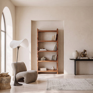 Modern Vertical Bookshelf With Natural Grain Design For Living
