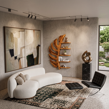 Artistic Wooden Leaf Statement Wall Bookshelf For Elegant Interiors