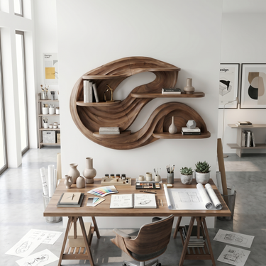 Organic Modern Wall Bookshelf For Living Room
