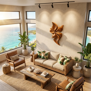 Modern Wooden Wall Art With Floral Inspired Sculpture For Living Room