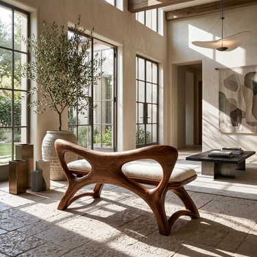 Organic Modern Wooden Bench Luxury Entryway