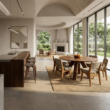 Modern Round Natural Wood Dining Table For Dining Room