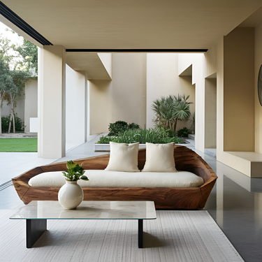 Modern Sculptural Wooden Sofa For Living Room Decoration