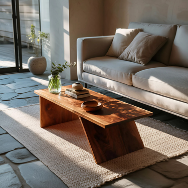 Rustic Coffee Table With Natural Grain Finish For Living