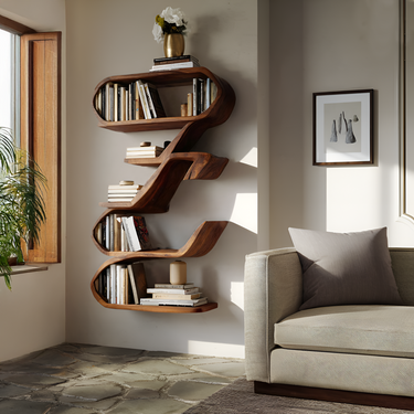 Modern Sculptural Wall Shelf For Living Room Display