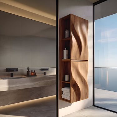 Luxury Bathroom Cabinet Wave Carved Doors For Bathroom