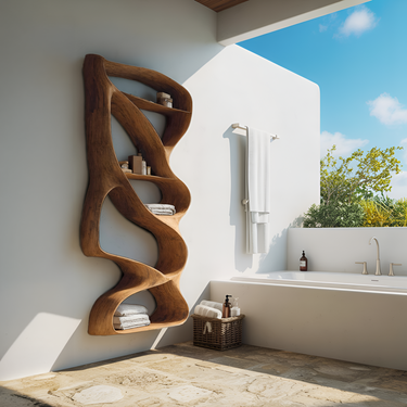 Modern Sculptural Wall Shelf For Bathroom Interior