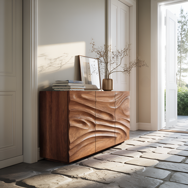 Artisan Sideboard Hand Carved Sculptural Design For Living Room