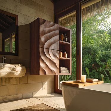 Statement Bathroom Cabinet Wave Doors Design For Modern Bathroom