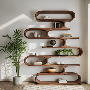 Organic Oval Bookshelf For Living Room Or Creative Studio