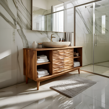 Modern Wave Bathroom Vanity Open Shelf For Bathroom