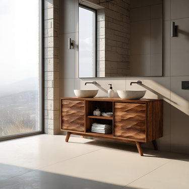 Handcrafted Bathroom Vanity Wave Doors Design For Bathroom