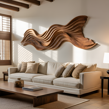 Modern Organic Flowing Wave Sculpture For Minimalist Home
