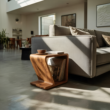 Minimalist Side Table Curved Design For Living Room
