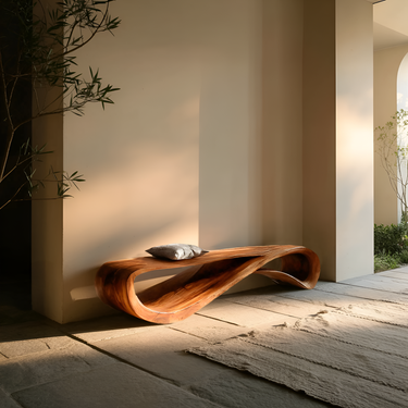 Contemporary Bench With Wave Shape For Living Room