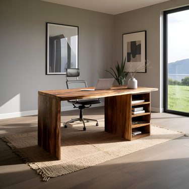 Handcrafted Desk With Storage Shelves For Home Office