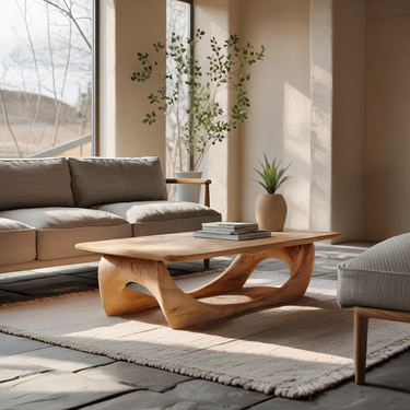 Minimal Coffee Table Smooth Curved Base For Living Room