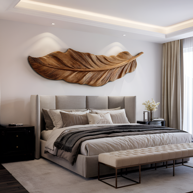 Hand Carved Feather Wall Art For Modern Home Decor