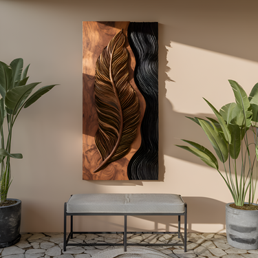 Modern Organic Feather Wall Art For Interior Accent