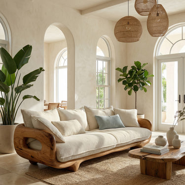 Modern Farmhouse Curved Sofa For Living Room