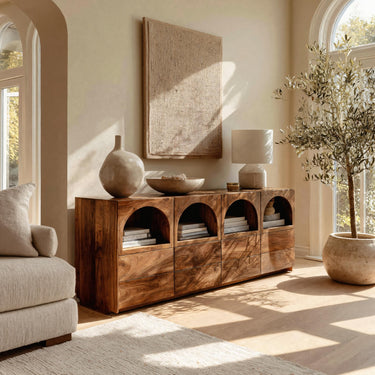 Arched Niche Wooden Sideboard For Living Room