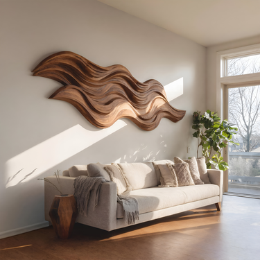 Organic Large Abstract Wave Wall Art For Living Room