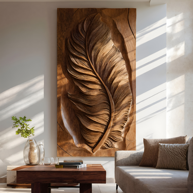 Luxury Organic Feather Wall Sculpture For Home