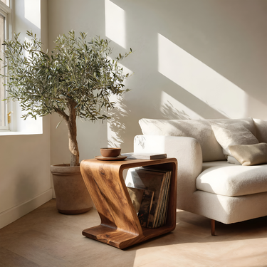 Minimalist Side Table Curved Design For Living Room