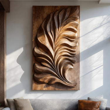 Minimalist Vertical Feather Wall Art For Modern Home