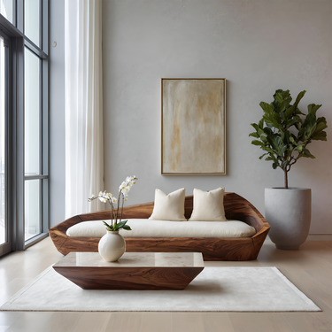 Modern Sculptural Wooden Sofa For Living Room Decoration