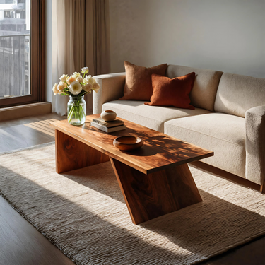 Rustic Coffee Table With Natural Grain Finish For Living