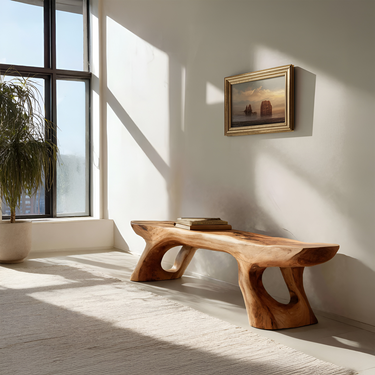Minimal Sculptural Bench For Bedroom Or Entryway