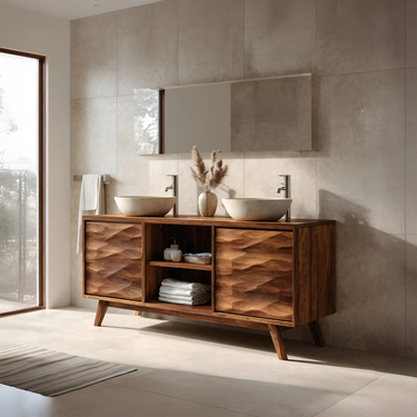 Handcrafted Bathroom Vanity Wave Doors Design For Bathroom