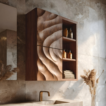 Statement Bathroom Cabinet Wave Doors Design For Modern Bathroom